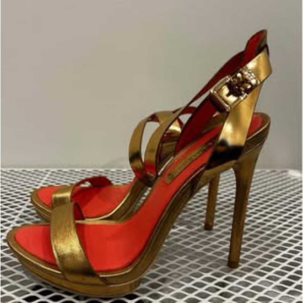BCBG Gold Strappy Heels